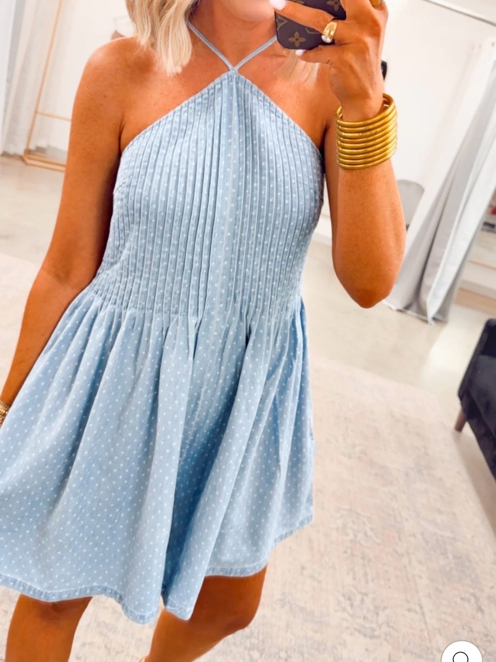 Peach Love California Light Blue Halter Romper Dress